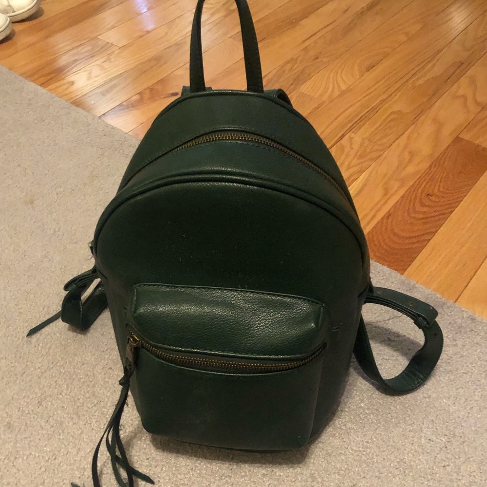 Emerald / forest green leather backpack